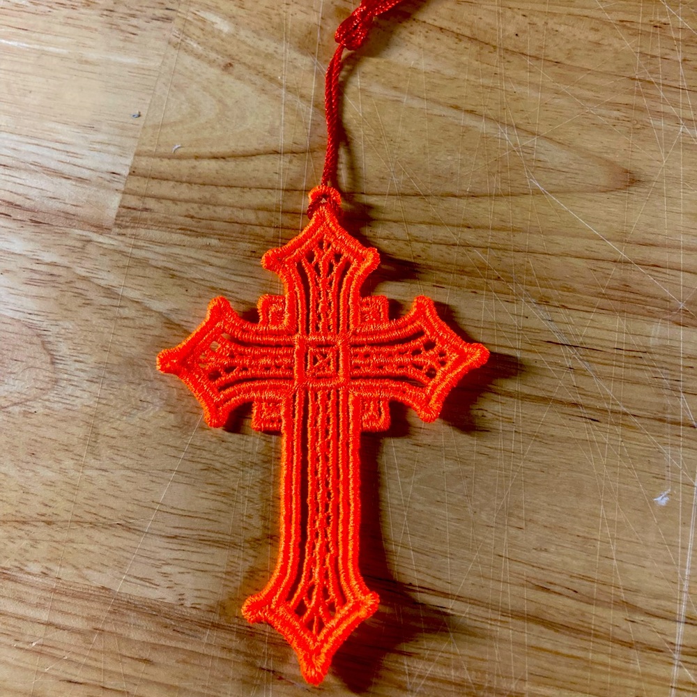 Machine Embroidered Cross Bookmark